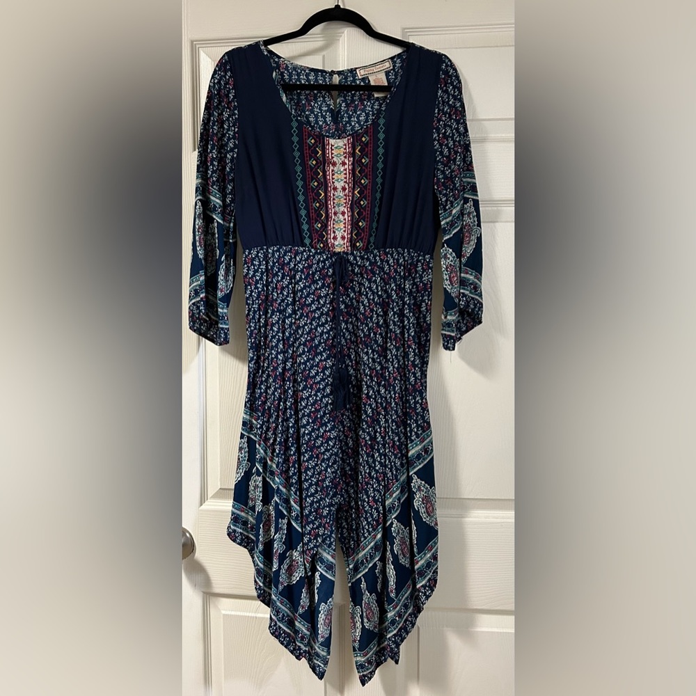 Navy multi color Asymmetrical dress